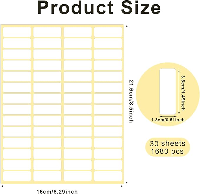 1680 Pcs Rectangle Labels 0.5" x 1.5" White Writable Name Label Stickers Blank - Image 4
