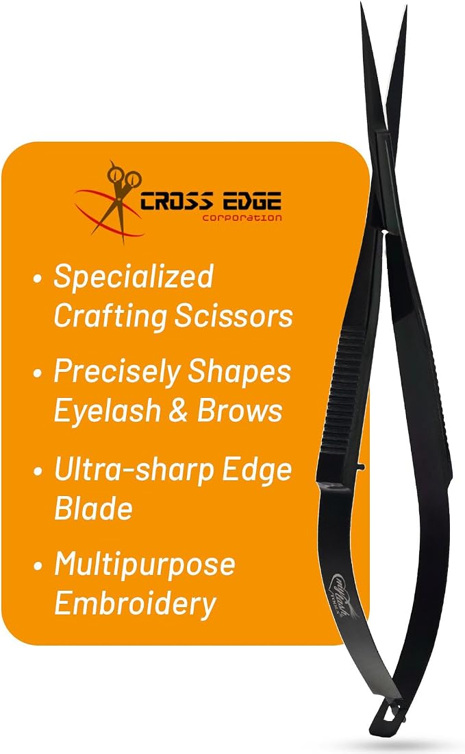 Cross Edge Spring Scissors 5 Inch straight Stainless Steel Precision Eyebrow & by MyLashToolsByCrossEdge