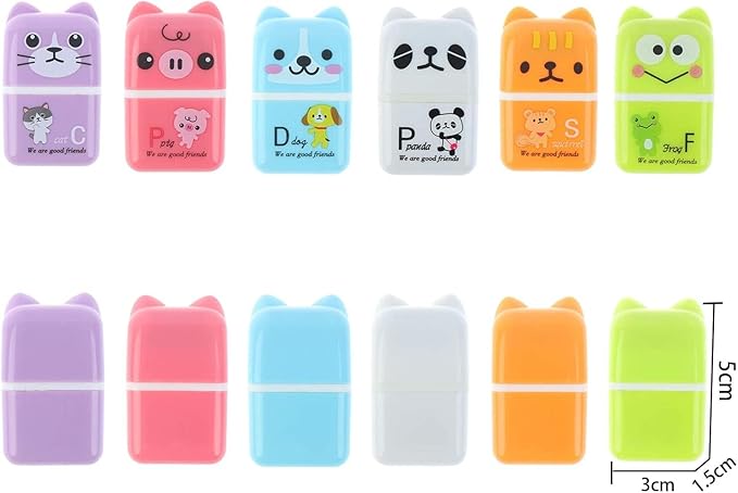 36 Pieces Erasers for Kids Cute Animal Cartoon Eraser with Cover and Roller Cases 6 Patterns Soft Pencil Rubber for Office Back to School Gifts Supplies Animals Themed Fun Party Favor-DeskLoop Office