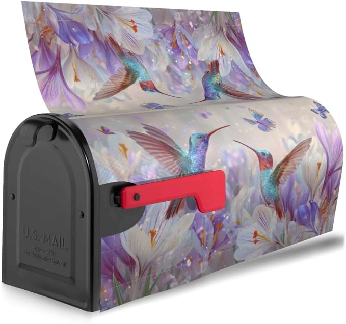 Spring Hummingbird Blooming Flowers Welcome Magnetic Mailbox Cover, Mailbox - Image 3