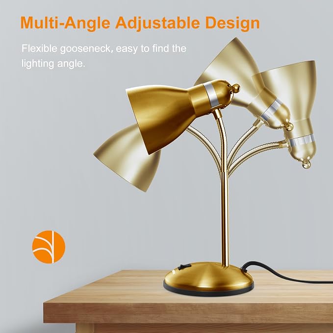 LEPOWER Metal Desk Lamp, Adjustable Goose Neck Table Lamp, Eye-Caring Study - Image 5