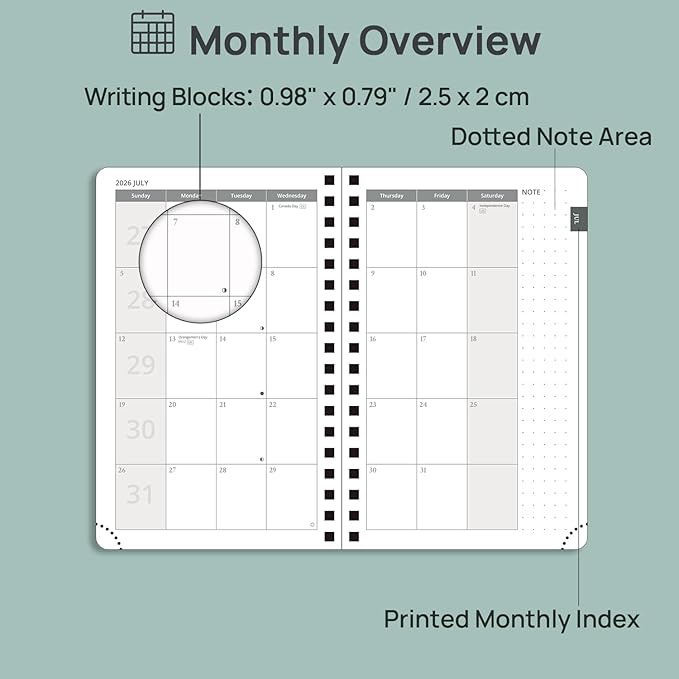 POPRUN Pocket Planner 2026-2027, Purse Size 4" x 6.25", Small Pocket Calendar - Image 4