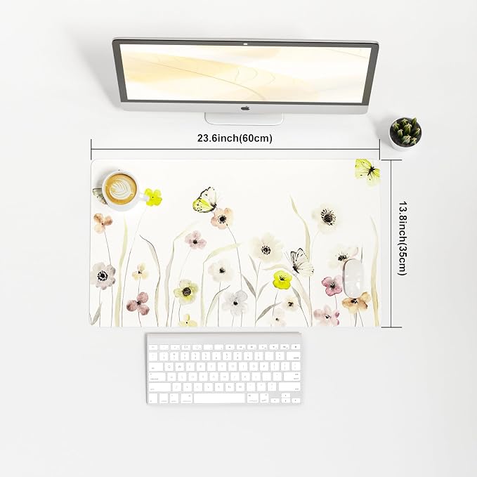 Colorful Star Large Mouse Pad, Watercolor Floral Desk Mat Office Supplies - Image 3