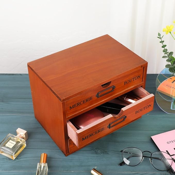 Wooden Storage Box Rustic Desktop Organizer - Image 5