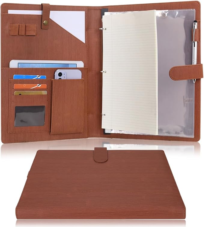 Wonderpool A4 PU Leather Portfolio Holder Ring File Document Case by Wonderpool