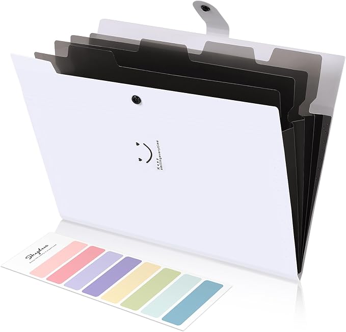 SKYDUE 5 Pocket Expanding File Folder, Letter Size Portable Accordion Folders by SKYDUE