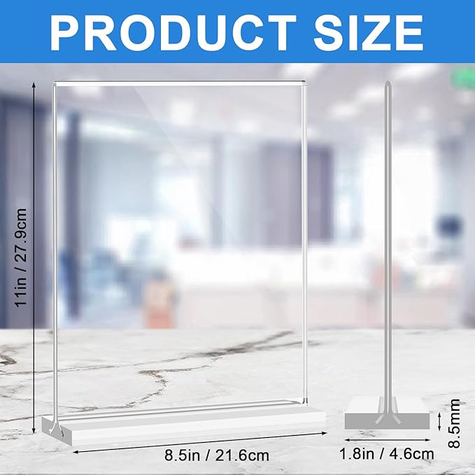 Dynta 24 Pack Acrylic Sign Holder 8.5 x 11 Inches Clear Double Sided Vertical - Image 3