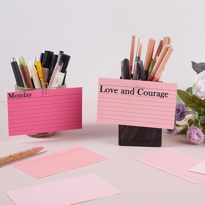 100 Sheets 3x5 Colored Ruled Note Cards Index Cards, 5 Pink | 250 GSM Heavy - Image 4