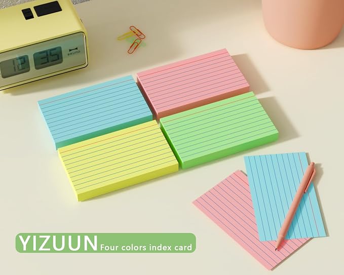 Colored Index Cards 3x5, 200 Pack, 180gsm Heavy Ruled Index Cards, Flash Cards - Image 6