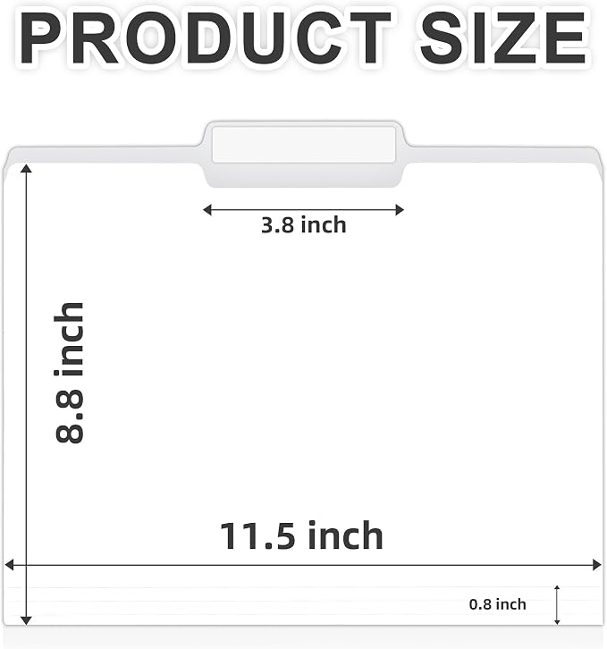 100 Packs White File Folder, Paper File Folders Letter Size, 1/3-Cut Tabs - Image 2