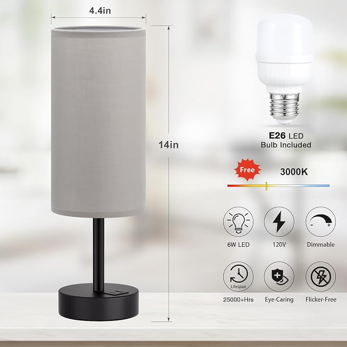 Dicoool Grey Touch Bedside Lamp - Image 5
