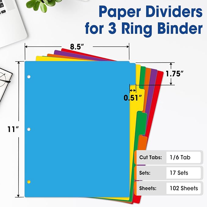 102 Pcs Colored Binder Dividers - Image 2