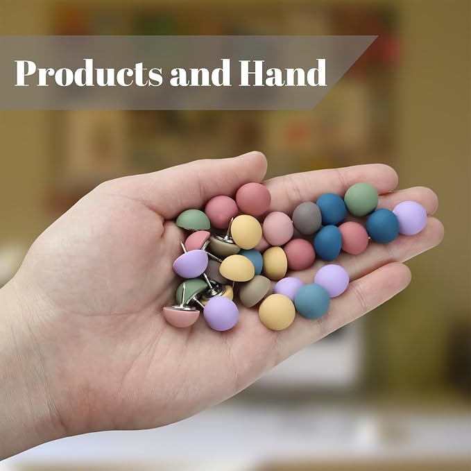 30 Pcs Decorative Push Pins Soft Matte Round Head Thumbtacks in 9 Colors Cute - Image 4