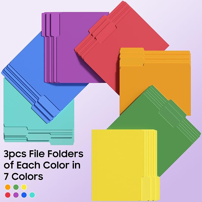 File Folders, 21 Pack Manilla Folders 8.5x11, 1/3 Cut Tabs Manila Folders - Image 4
