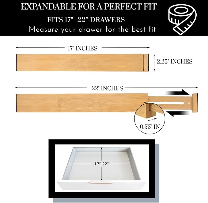 Expandable Bamboo Drawer Dividers 8 pack - Image 2