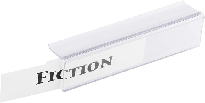 GlossyEnd Pack of 25 Clear Plastic Shelf Label Holder, Wood Shelf Sign and - Image 7