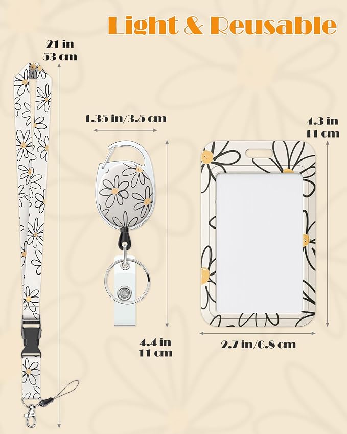 Uniclife Floral Sliding Badge Holder White Flower Plastic Case - Image 7