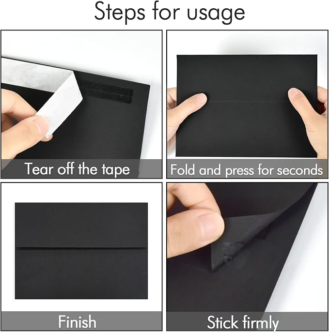 100 Pack A2 Black Envelopes Self Sealing Adhesive Perfect - Image 2