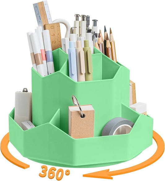 Pencil Pen Holder for Desk, 9 Slots 360 Degree Rotating Desk Organizers by Cayxenful