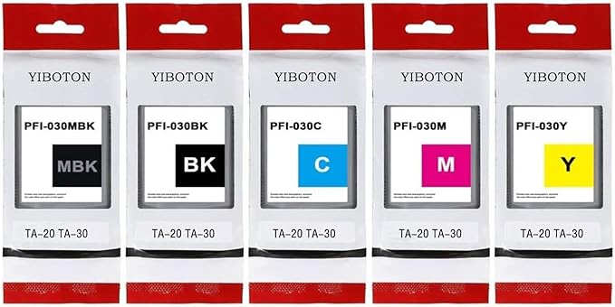 High Yield PFI-030 PFI030 Ink Cartridges Replacement for Canon PFI-030MBK PFI-030BK PFI-030C PFI-030M PFI-030Y Ink Tank Cartridge Compatible for Canon ImagePrograf TA-20 TA-30 TM-240 TM-340 Printer-DeskLoop Office