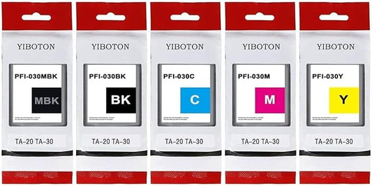 High Yield PFI-030 PFI030 Ink Cartridges Replacement for Canon PFI-030MBK PFI-030BK PFI-030C PFI-030M PFI-030Y Ink Tank Cartridge Compatible for Canon ImagePrograf TA-20 TA-30 TM-240 TM-340 Printer-DeskLoop Office