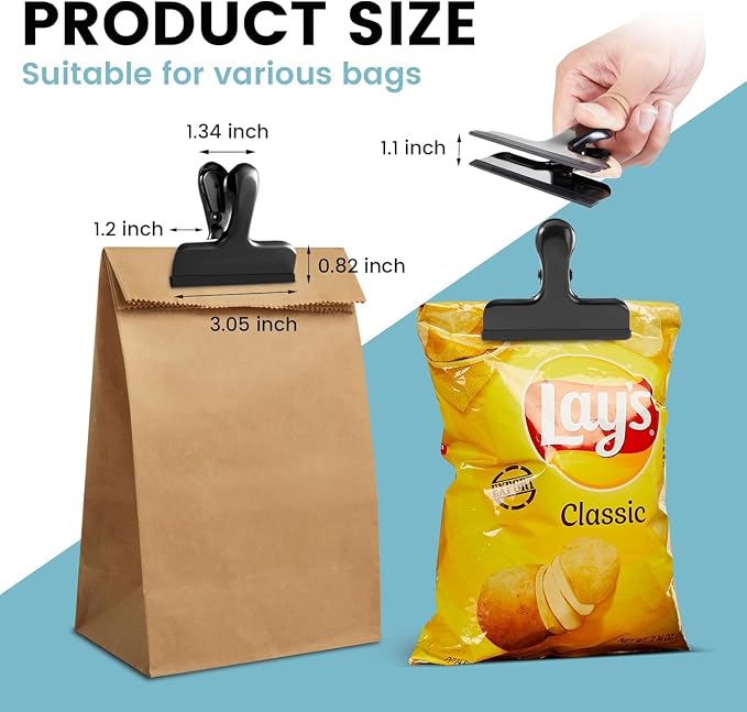 HOUSE AGAIN 6 Pack Stainless Steel Chip Bag Clips Covered - Image 6