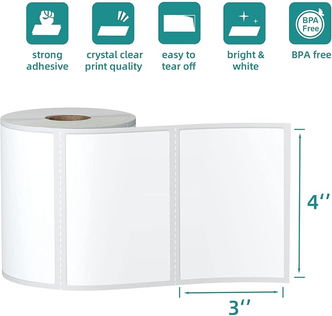 12 Rolls 6000 Pcs 4"x3" 3-Proof Direct Thermal Shipping Labels 1" Core - Image 2