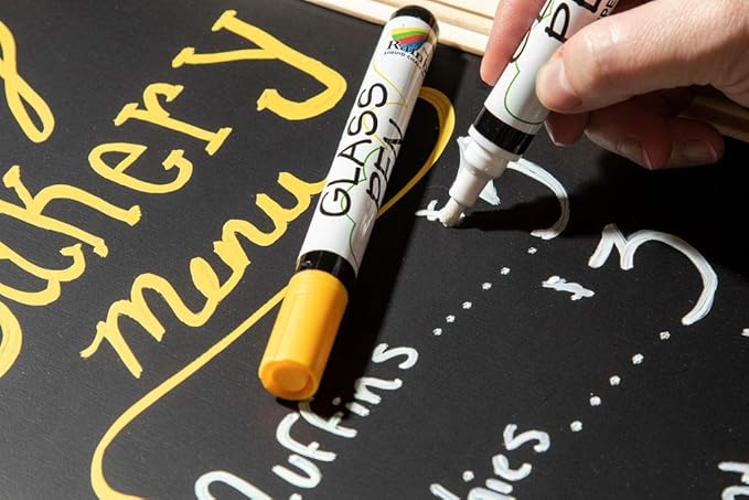 Glass Pen Window Marker: Liquid Chalk Markers for Glass, Car Marker or Mirror Pen with Washable Paint - Car Windows, Storefront Window, Wedding, Parade, Party & Holiday Decorations (White, Fine Tip)-DeskLoop Office