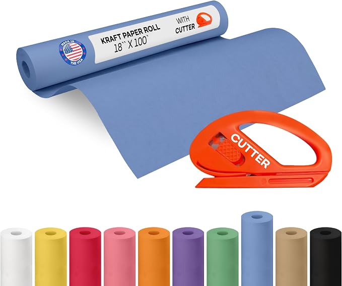 Blue Kraft Paper Roll 18" x 1200" by IDLPackaging