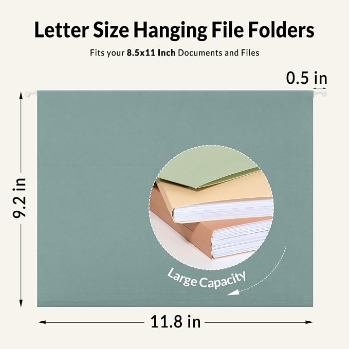 SUNEE Hanging File Folders, 50 Pack Letter Size Hanging File Folders - Image 5