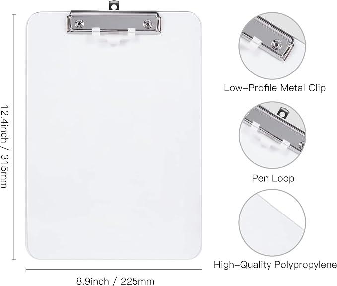 Hongri Plastic Clipboard with Pen Holder, Nurses and Women, Low Profile Clip - Image 2