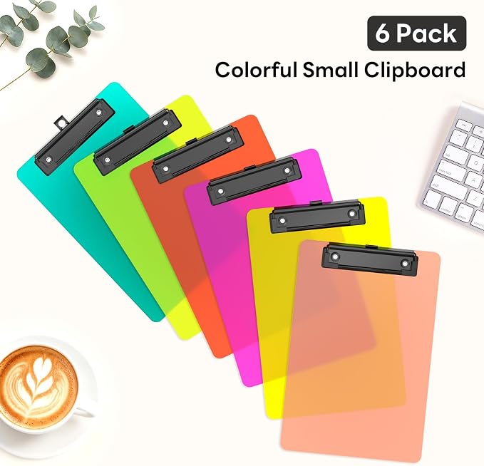 6 Pack Colorful Small Clipboard, A5 Mini Clip Board | Black Clip, 9 x 6" - Image 5