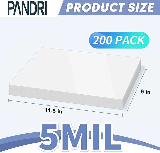 Laminating Sheets, PANDRI 200 Pack Thermal Laminator Pouches Holds 8.5 x 11 Inch, 5 Mil Clear Laminator Paper 9 x 11.5 Inch, Letter Size-DeskLoop Office