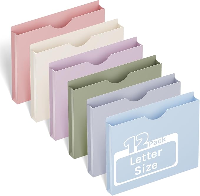 Ansook Plastic Manila File Jacket & File Pockets Letter Size, Heavy Duty 1 Inch by Ansook