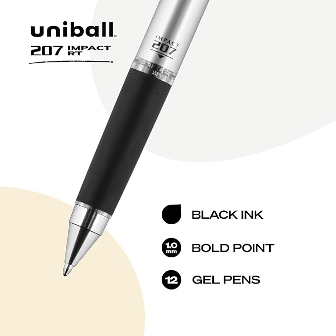 uniball 207 Impact Retractable Gel Pens, Bold Point, 12 Pack - Image 2