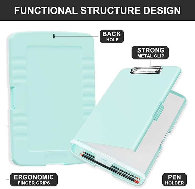 Plastic Clipboard with Storage, 8.5 x 11 Storage Organization Box Side-Opening - Image 3