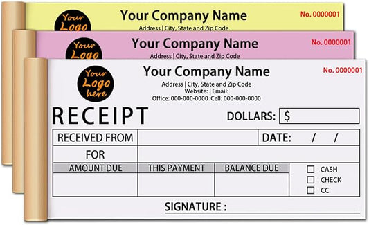 Custom Invoice Book in 3-Part /2-Part Receipt Book by Wasetell