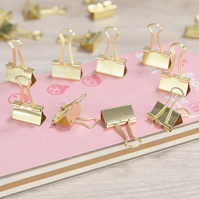 50 Pack Small Gold Binder Clips 3/4 Inch, Colored Little Paper Clamps, Tiny - Image 7