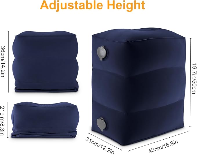 Maliton Inflatable Travel Foot Rest Pillow, Kids Airplane Bed, Adjustable - Image 7