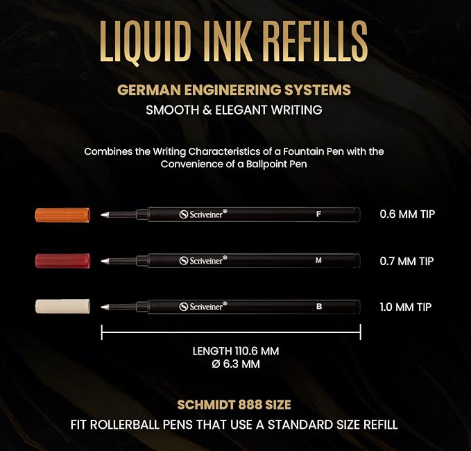 Scriveiner Rollerball Refill Black Fine - Image 5