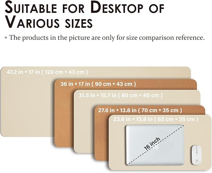 Cork Desk Mat - Small Dual-Sided Desk Pad for Office and Home - Desk Organization and Accessories - Ideal for Large Mouse Pad and Small Desk Mats on Top of Desks(Beige,23.6"x 13.8")-DeskLoop Office