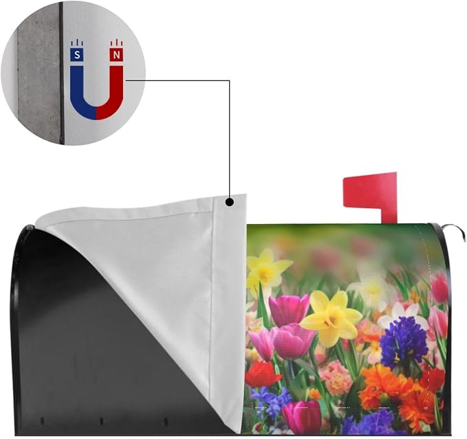 Spring Flowers Butterfly Welcome Magnetic Mailbox Cover, Colorful Mailbox Wrap - Image 4
