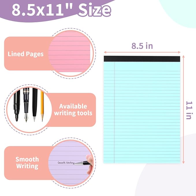 Colored Legal Pads, 3 Pack Writing Pads 8.5 x 11 inch, Micro Perforated - Image 3