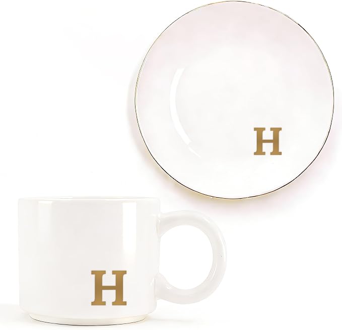 RainVibe Elegant Gift Set for Women – Personalized Monogram Ceramic Mug & by Unknown
