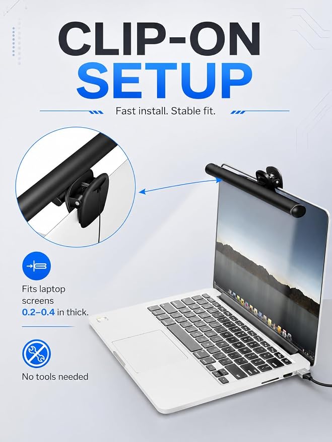 Laptop Monitor Light Bar, USB e-Reading LED Task Lamp, 3 Adjustable Color - Image 3