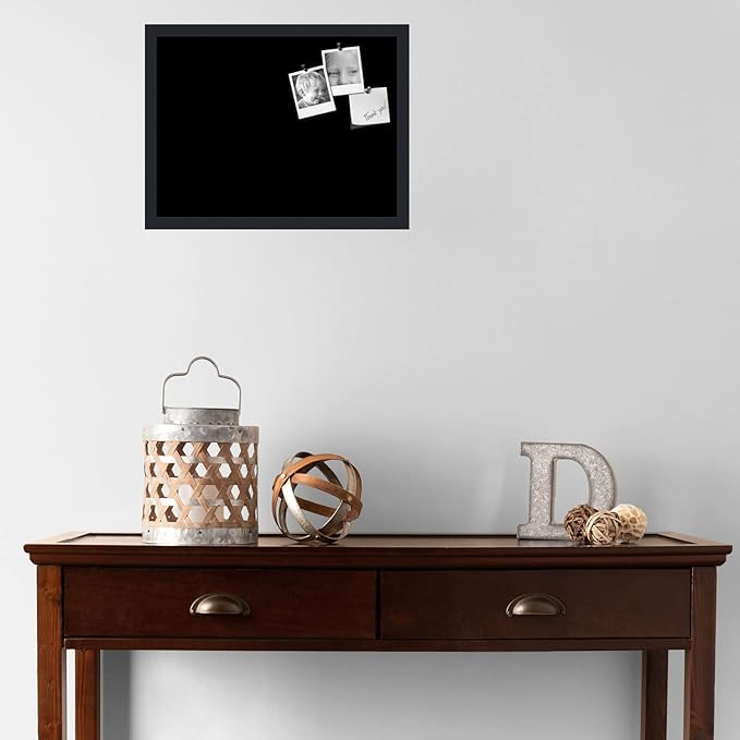 PinPix 20x15 Inch Cork Bulletin Board. This Decorative Framed Pin Board Comes with Solid Black Design and a Satin Black Frame. Ideal for Home Office Decor or Message Board (PinPix-622)-DeskLoop Office