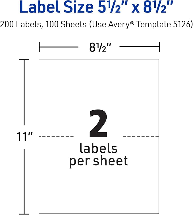 Avery Half-Sheet Printable Shipping Labels, 5.5" x 8.5" Customizable Stickers - Image 5