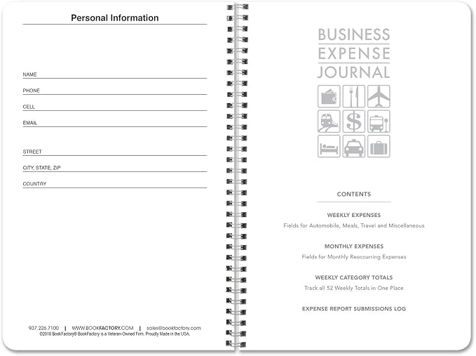 BookFactory Business Expense Ledger Book/Logbook/Journal 112 Pages 6''x9'' - Image 2
