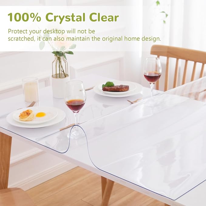 24 x 72 Inch Clear Table Cover Protector, 1.5mm Plastic Table Cover, Waterproof - Image 5