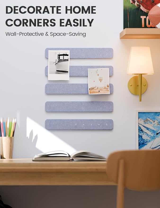 Fluxynara Cork Board Alternative Felt Strip Board 5-Pack 13"x2", Office Pin - Image 4
